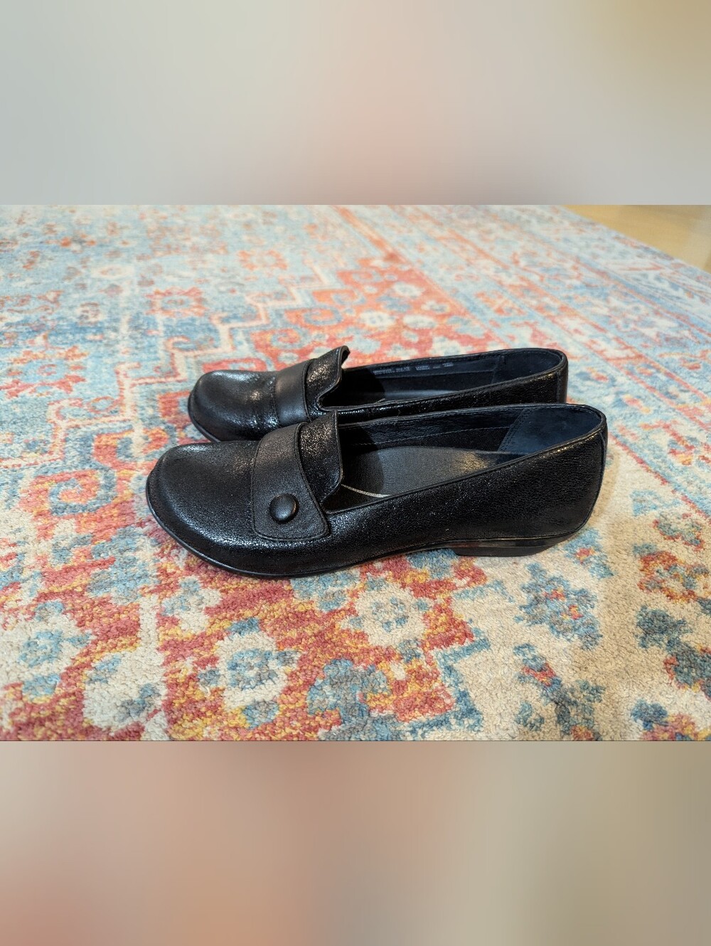Dansko Olena Flats Slip On Black Metallic Women's Shoes Loafers Sz 39 US 8.5-9